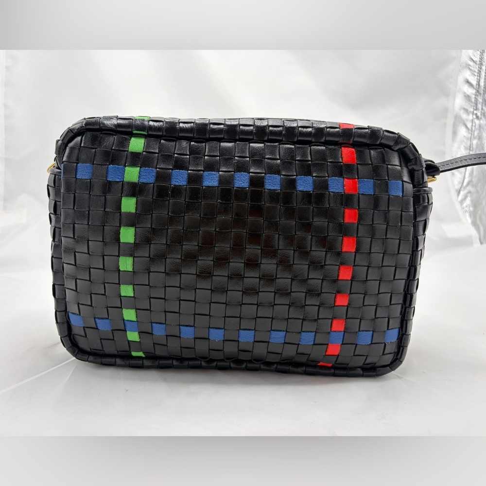 Clare V. Marisol Plaid Black Blue Green Woven Crossbody Bag NWT - Picture 2 of 7